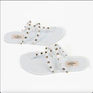 Preloved Valentino Rockstud T-Strap Flat Slide Sandals Size 39